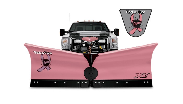 A fisher cancer awareness branded plow