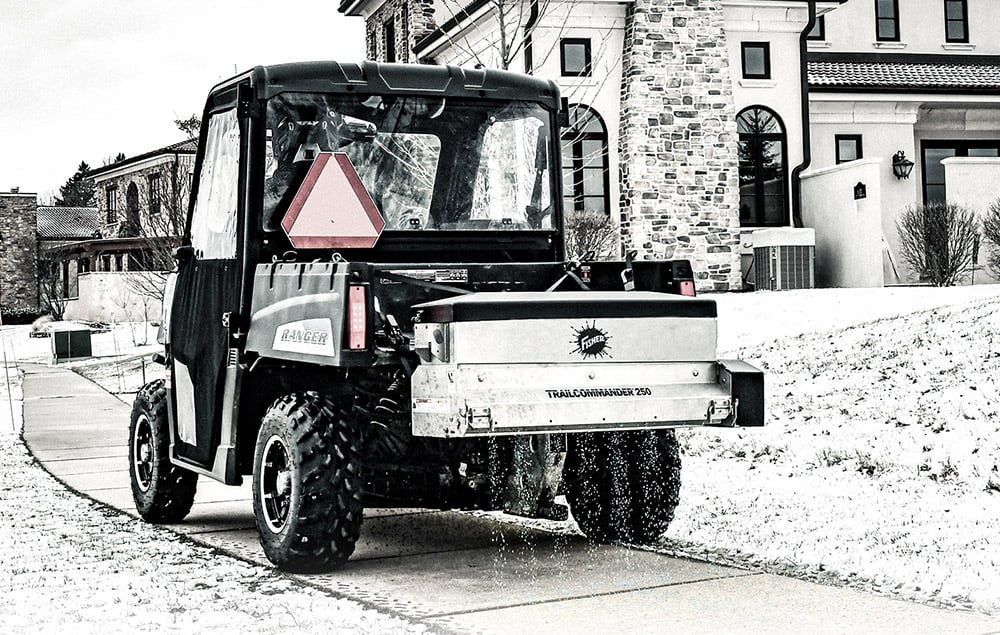 Fisher spreader on a UTV