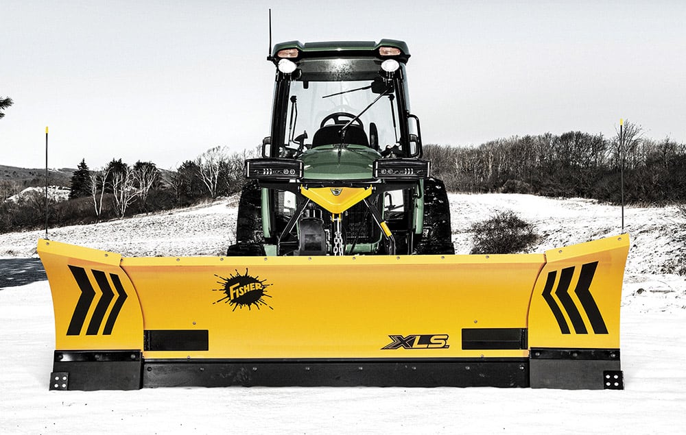 Fisher Storm Boxx plow on a tractor