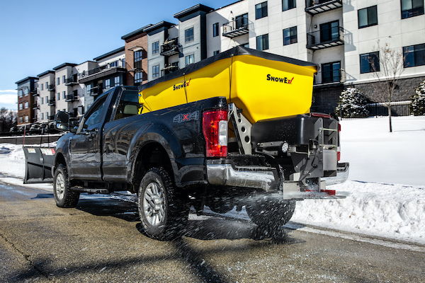 SnowEx spreader on a truck