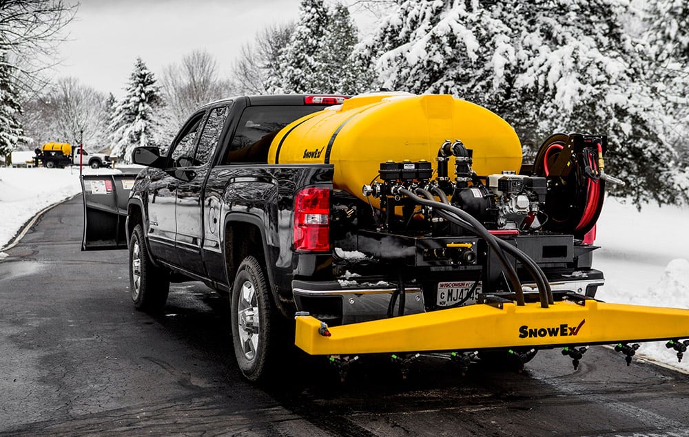 Truck with a SnowEx sprayer