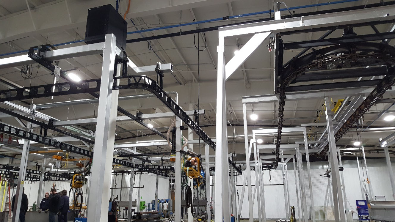 Rails in a manufacturing facility