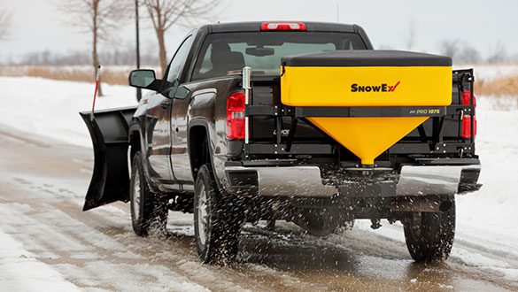 A truck with a Snowex spreader