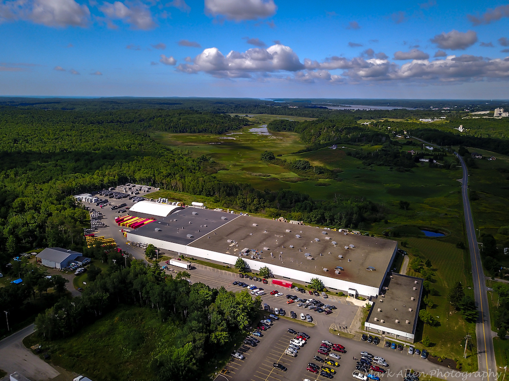 Ariel shot of a manufacturing building